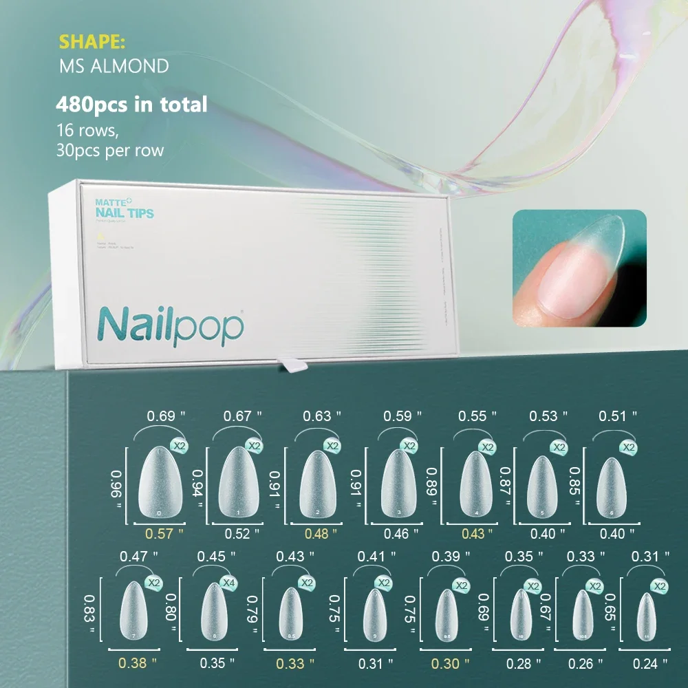 Soft Nail Tips Full Matte&nbsp; Short Coffin Fake Tips with Box for Soak Off Nail Extension 480pcs OEM ODM