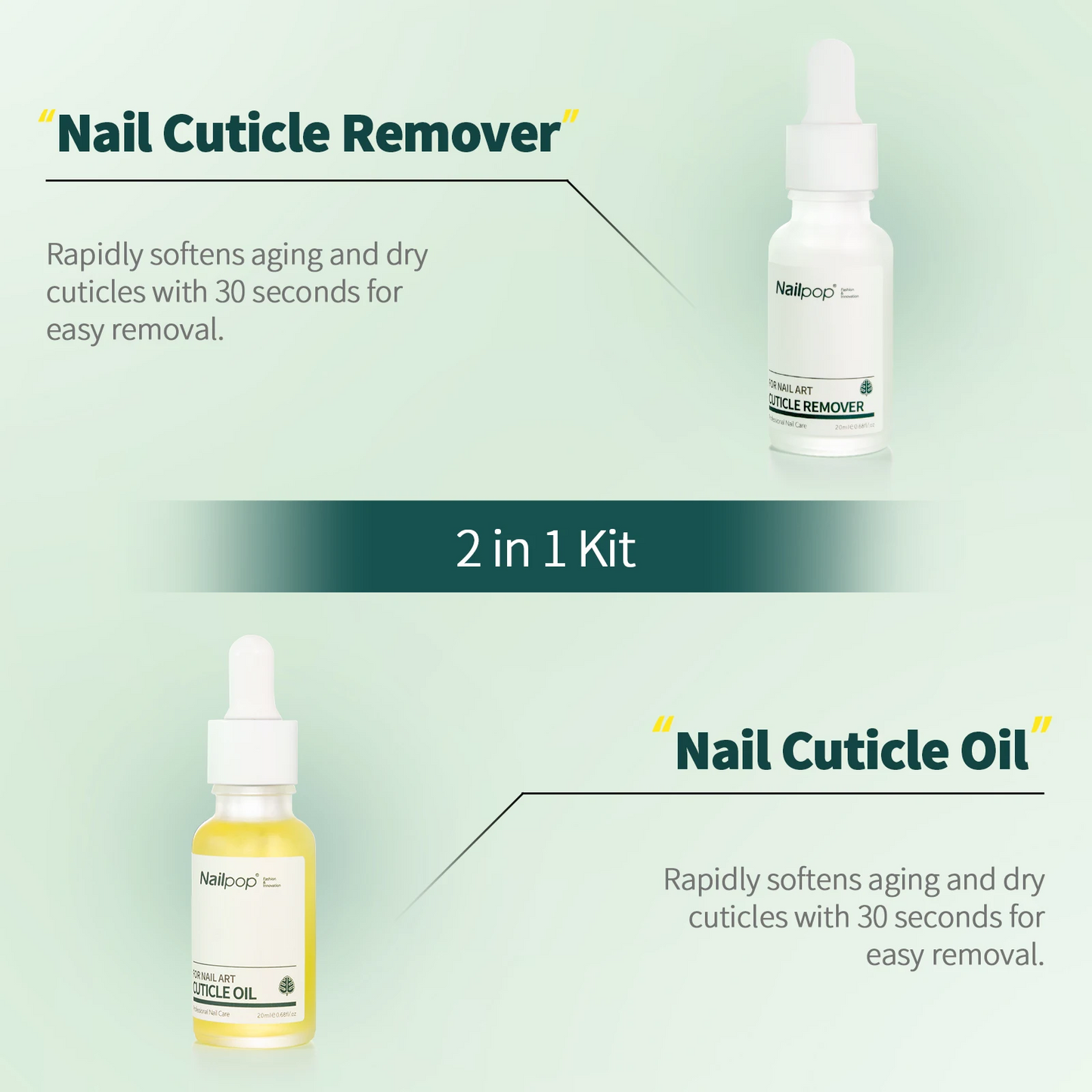 Cuticle Oil and Cuticle Remover Set Professional 2 in 1 Nail Care Kit for Cuticle Strengthener Soften Repairng Manicure