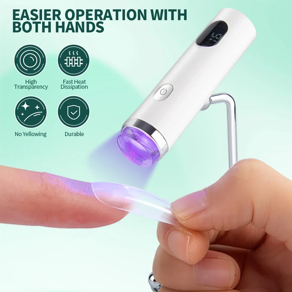 UV Light with Stanp Handheld Mini Nail Cure Lamp with Silicone Stamper Nail Dryer Fast Curing for Gel Polish Glue Gel