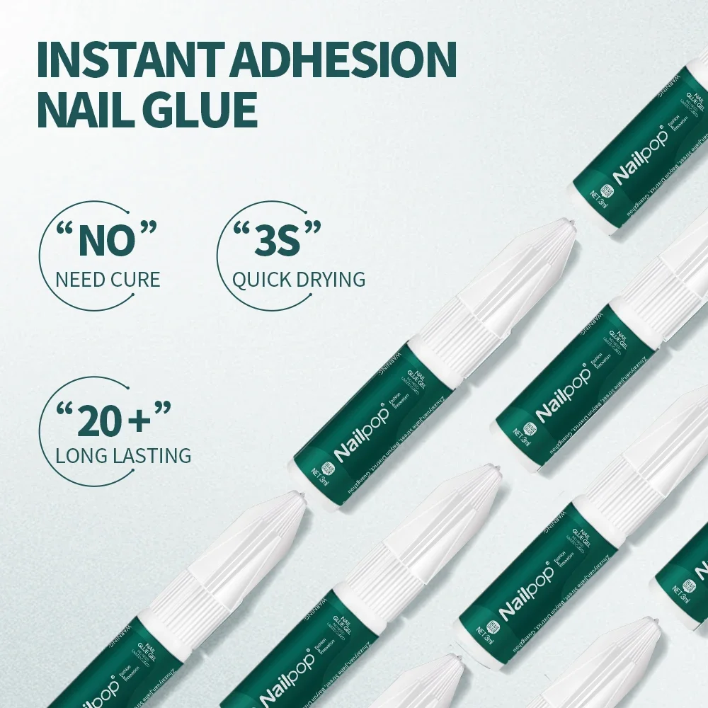 3ml Strong Nail Glue with Quick Nail Glue Remover Professional Nail Art Long-Lasting Glue for Nail Extension Home DIY