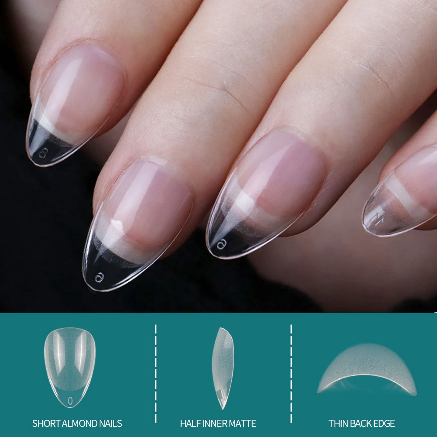 7Bags Soft Gel Fake Nail Tips Short Coffin Almond Square False Nails Acrylic Pre-Filed for Nail Extension Home DIY Art