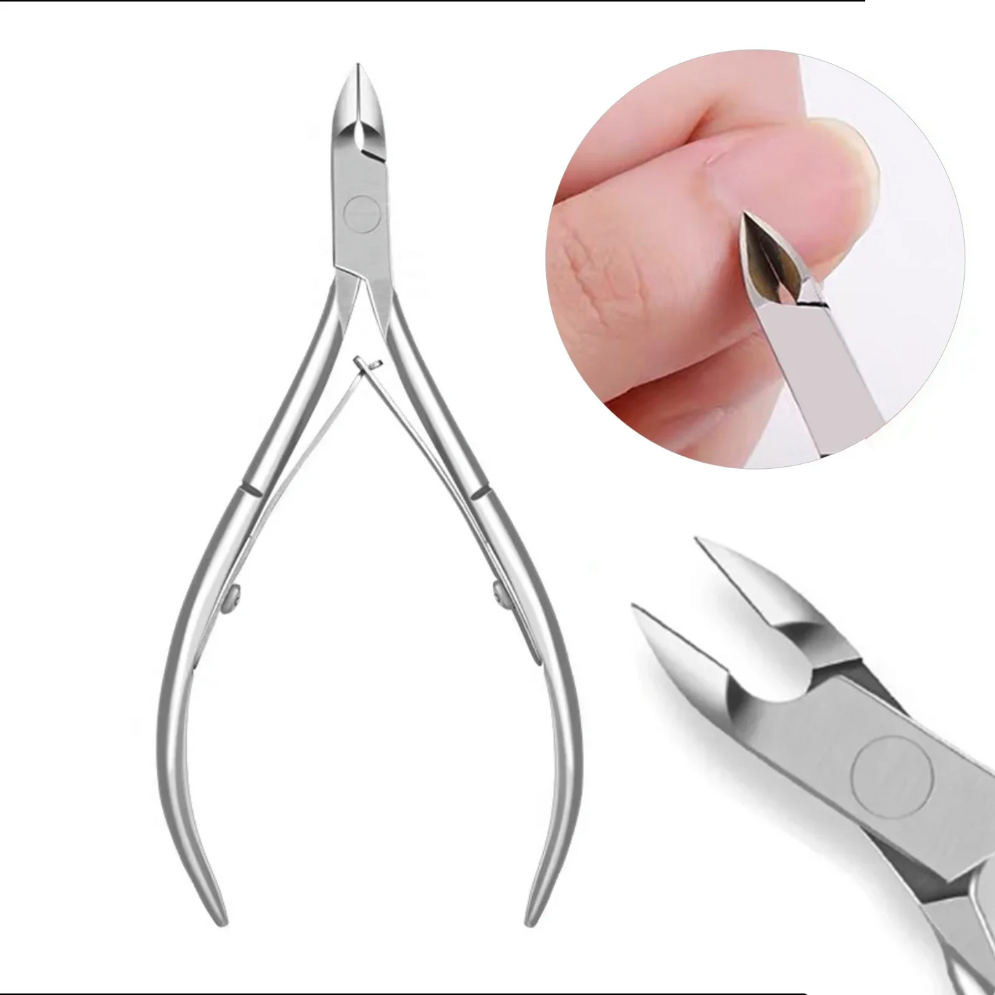 Cuticle Scissors Stainless Steel Manicure Pedicure Trimmer and Pusher Silver Dead Skin Scissor Nipper Clipper Tool