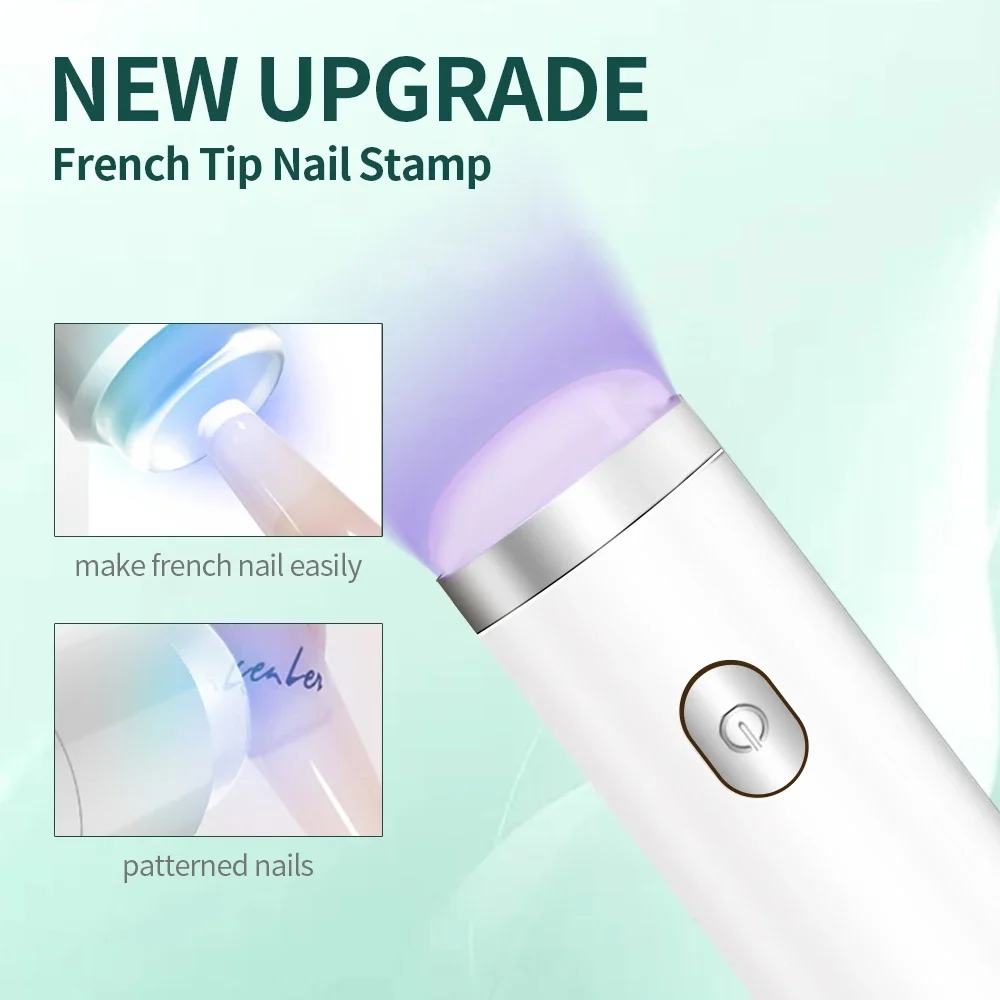 UV Light with Stanp Handheld Mini Nail Cure Lamp with Silicone Stamper Nail Dryer Fast Curing for Gel Polish Glue Gel