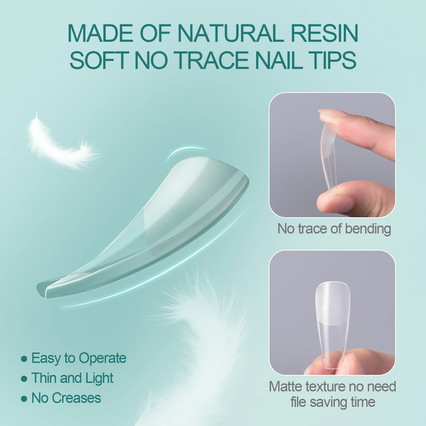 Long Coffin False Nail Tips Pre-Shaped Soft Gel X Tip Full Cover Press on Nails for Soak Off Nail Extensions 240PCS/BOX