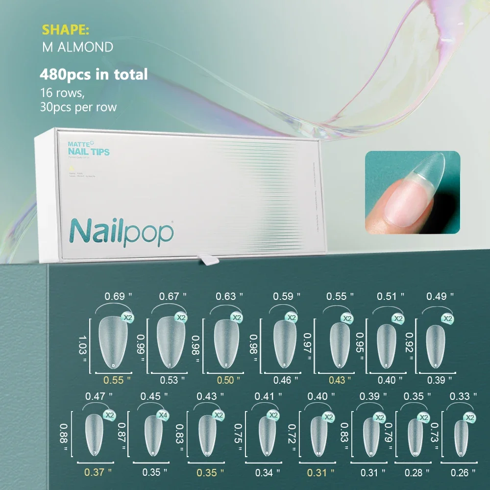 Soft Nail Tips Full Matte&nbsp; Short Coffin Fake Tips with Box for Soak Off Nail Extension 480pcs OEM ODM