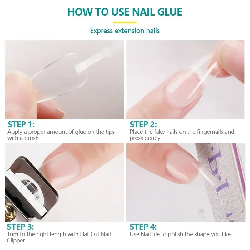 Nail Glue for False Tips Glitter Acrylic Nail Art Adhesive Manicure Tool Rhinestone Glue Bottle Cap with Brush 1pc