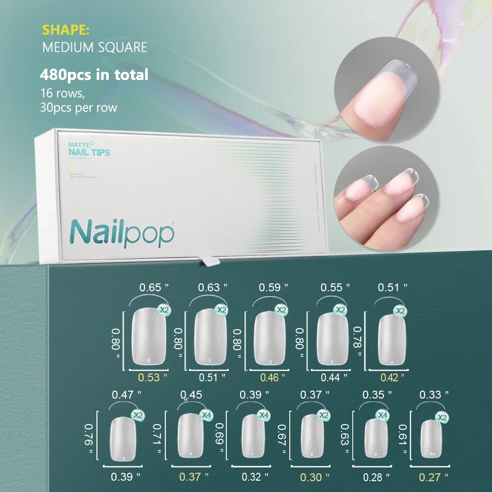 Soft Nail Tips Full Matte&nbsp; Short Coffin Fake Tips with Box for Soak Off Nail Extension 480pcs OEM ODM