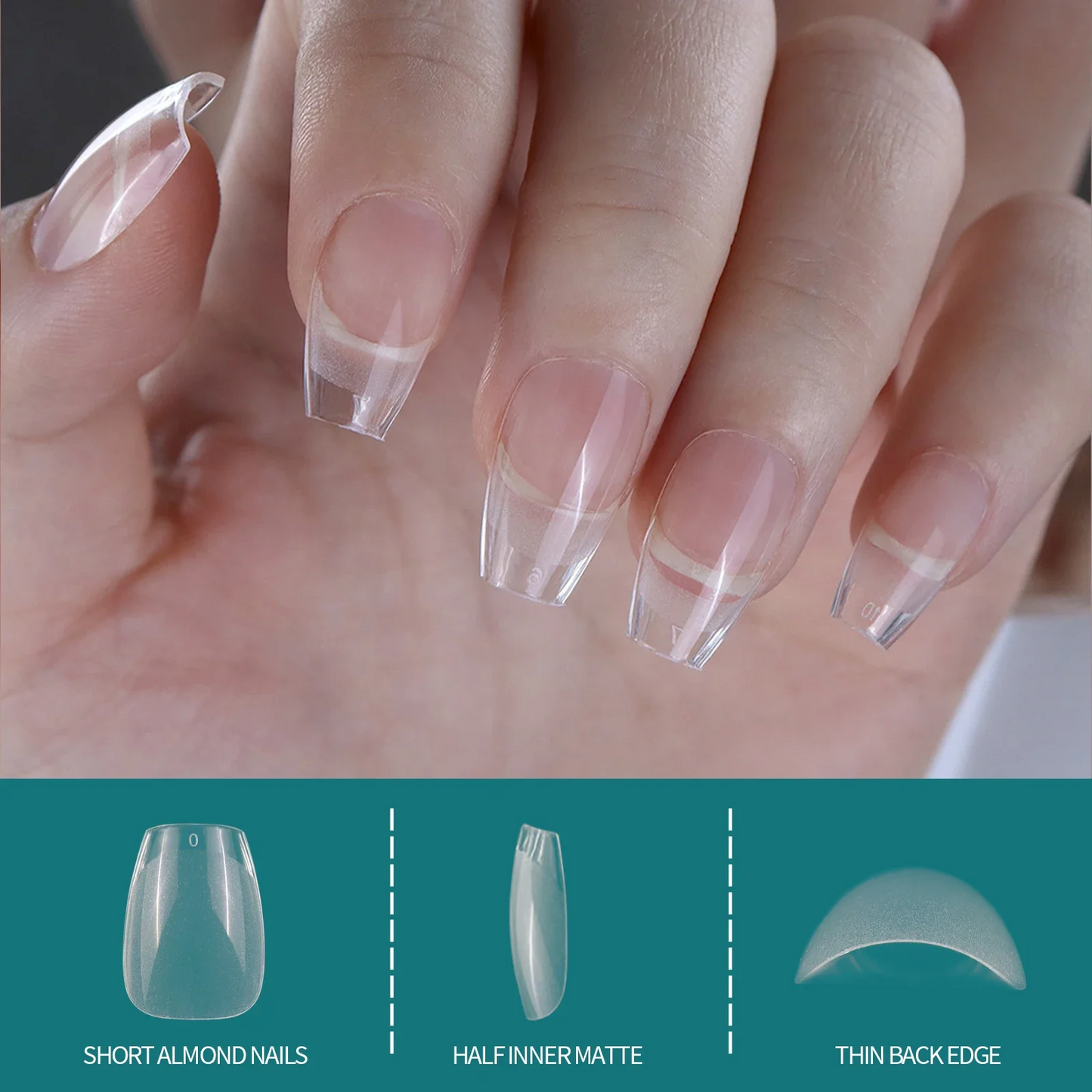 7Bags Soft Gel Fake Nail Tips Short Coffin Almond Square False Nails Acrylic Pre-Filed for Nail Extension Home DIY Art