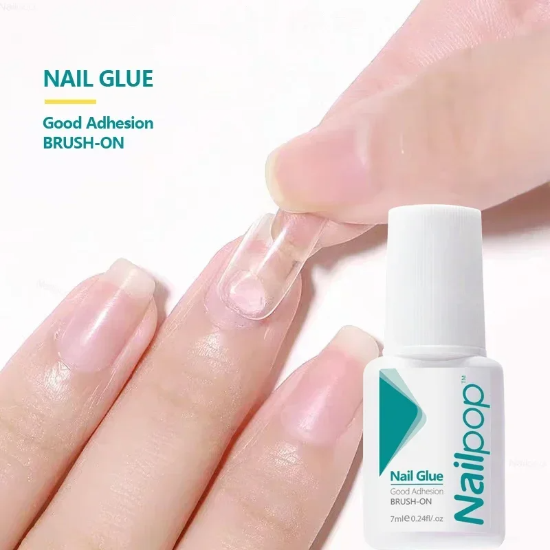 Nail Glue for False Tips Glitter Acrylic Nail Art Adhesive Manicure Tool Rhinestone Glue Bottle Cap with Brush 1pc