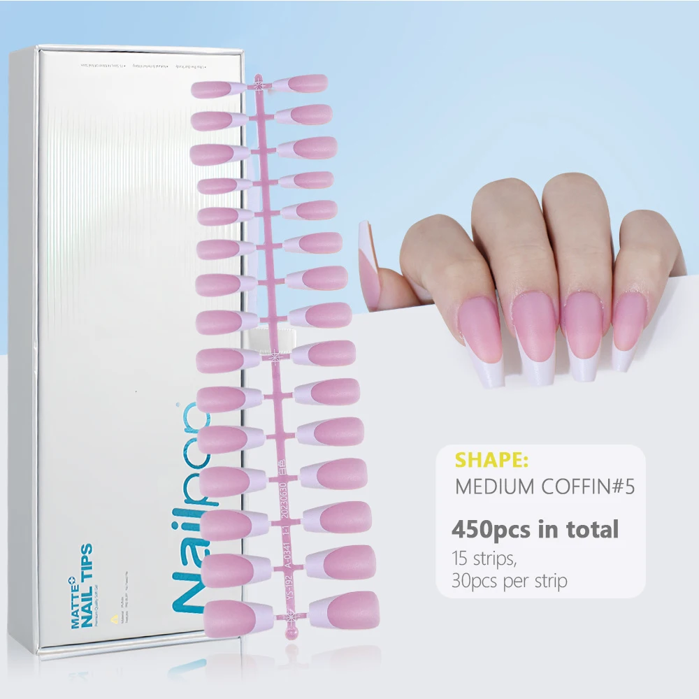 Press on Nails Gel Nail Tips 450PCS Pre-Colored Soft Gel X Almond Fake Nails with Designs DIY Nail Extensions