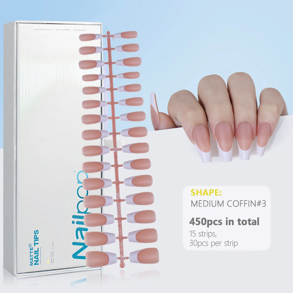 Press on Nails Gel Nail Tips 450PCS Pre-Colored Soft Gel X Almond Fake Nails with Designs DIY Nail Extensions