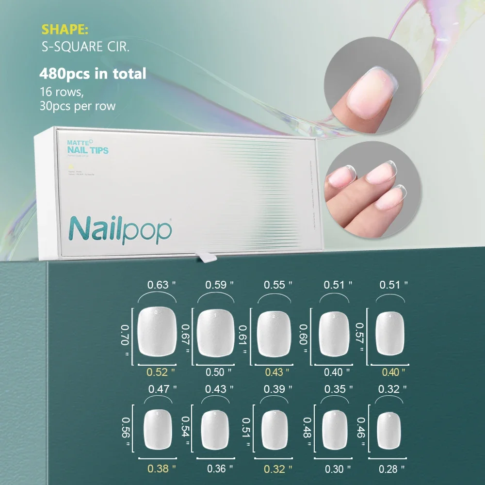 Soft Nail Tips Full Matte&nbsp; Short Coffin Fake Tips with Box for Soak Off Nail Extension 480pcs OEM ODM