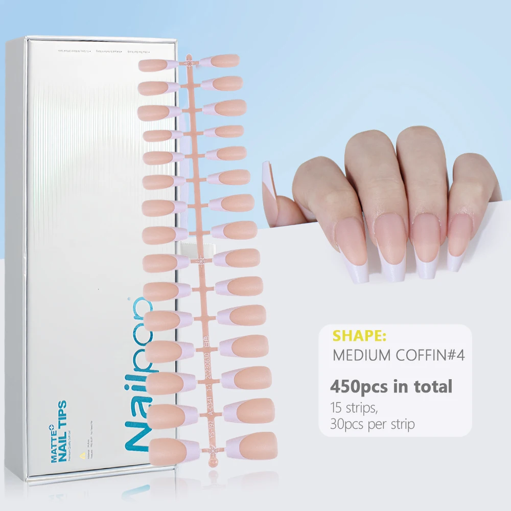 Press on Nails Gel Nail Tips 450PCS Pre-Colored Soft Gel X Almond Fake Nails with Designs DIY Nail Extensions