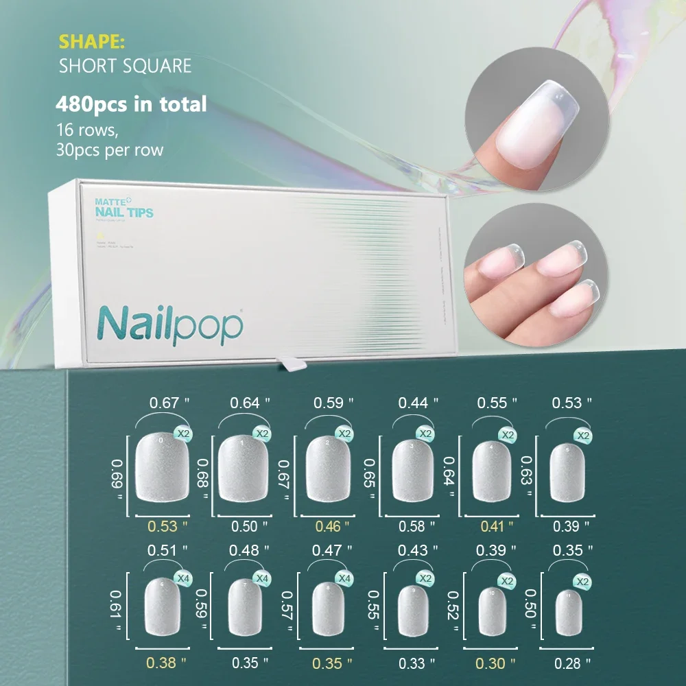 Soft Nail Tips Full Matte&nbsp; Short Coffin Fake Tips with Box for Soak Off Nail Extension 480pcs OEM ODM